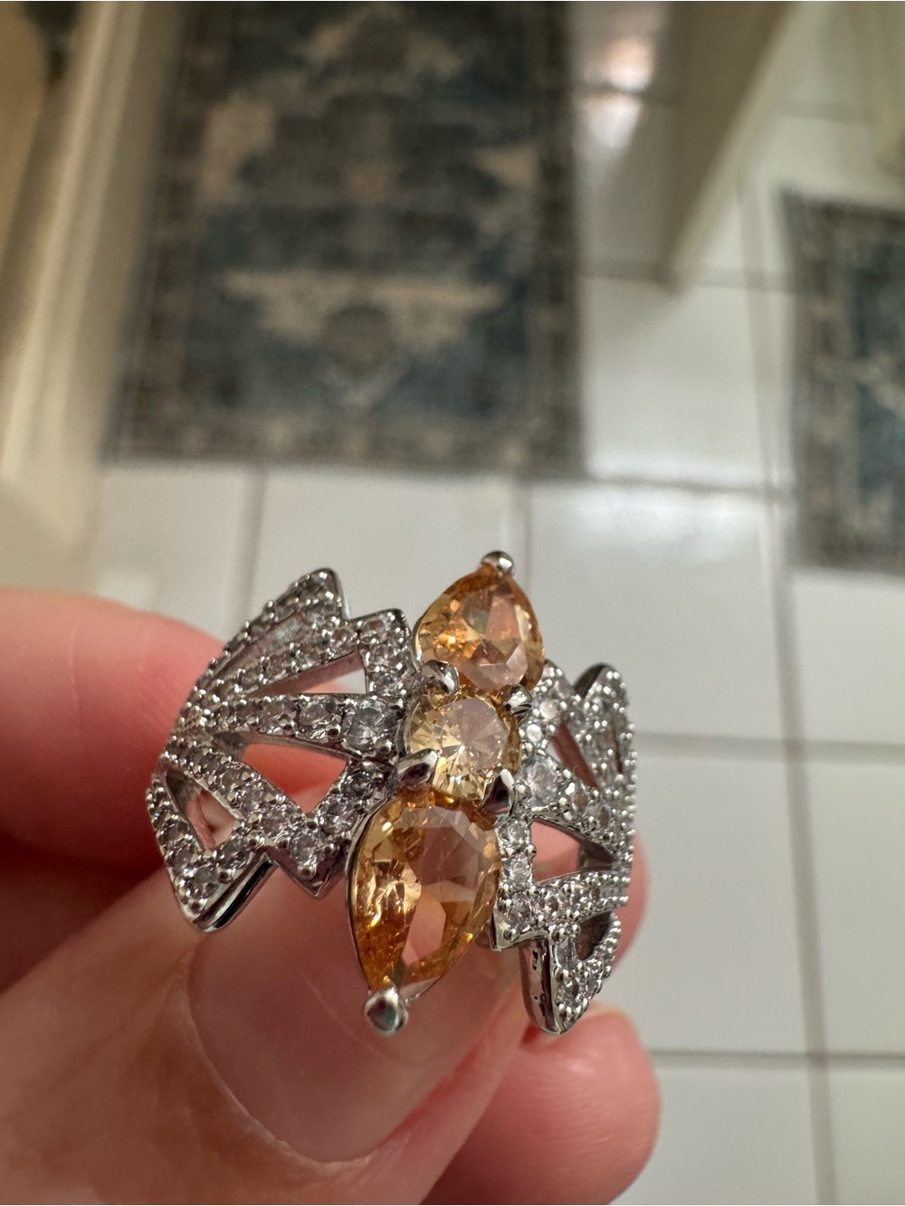 Bomb Party Sterling Silver Citrine Accent Ring - Golden Citrine